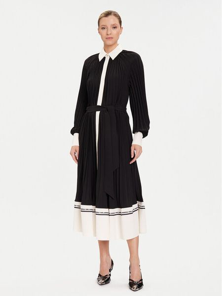 KARL LAGERFELD Sukienka koszulowa A4W13047 Czarny Regular Fit. Czarne sukienki KARL LAGERFELD, bez wzorów, z syntetyku, bez kołnierzyka, bez ramiączek, koszulowe. Za 869.00 zł.