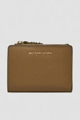 MICHAEL KORS Brązowy portfel skórzany. Brązowe portfele Michael Kors, bez wzorów, ze skóry. Za 699.99 zł.