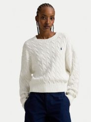 Polo Ralph Lauren Sweter 211A96245003 Biały Relaxed Fit. Białe swetry Polo Ralph Lauren, m, bez wzorów, z bawełny, bez ramiączek. Za 989.99 zł.