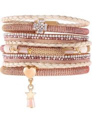 MENTHE À L'O Bransoletka z kryształami rozmiar: onesize. Różowe bransoletki MENTHE À L'O, z kryształem, złote. Za 170.47 zł.