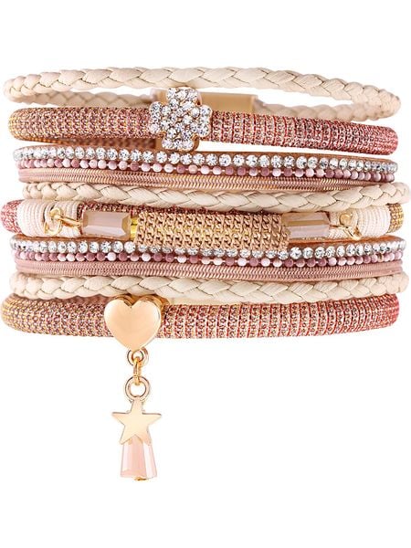 MENTHE À L'O Bransoletka z kryształami rozmiar: onesize. Różowe bransoletki MENTHE À L'O, z kryształem, złote. Za 152.98 zł.