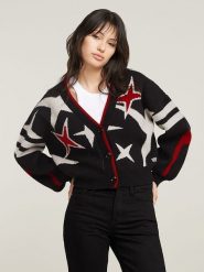 G-Star Kardigan "Holiday" w kolorze czarno-czerwono-białym rozmiar: S. Czarne kardigany G-Star, s, bez wzorów, z wełny. Za 339.00 zł.