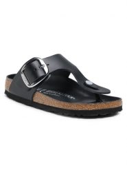 Birkenstock Japonki Gizeh Big Buckle 1018776 Czarny. Czarne klapki Birkenstock, bez wzorów, ze skóry, bez obcasa. Za 399.99 zł.