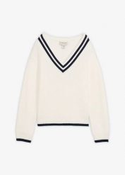 Sweter z mieszanki wiskozy. Białe swetry bonprix, bez wzorów, z wiskozy, bez ramiączek. Za 114.99 zł.