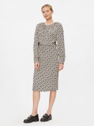 Tommy Hilfiger Sukienka codzienna WW0WW41020 Beżowy Regular Fit. Brązowe sukienki TOMMY HILFIGER, na co dzień, bez wzorów, z wiskozy, bez kołnierzyka, bez ramiączek, proste. Za 429.99 zł.