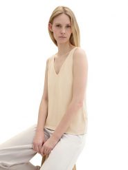Tom Tailor Top w kolorze beżowym rozmiar: S. Brązowe topy Tom Tailor, s, bez wzorów, ze splotem, bez kołnierzyka, bez ramiączek. Za 66.00 zł.