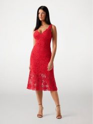 Guess Sukienka koktajlowa W5YK0U WHF50 Czerwony Regular Fit. Czerwone sukienki Guess, xl, z aplikacjami, z bawełny, wizytowe, bez kołnierzyka, bez ramiączek. Za 999.99 zł.