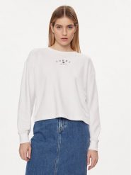 Tommy Jeans Bluza Essential Logo DW0DW18143 Biały Regular Fit. Białe bluzy Tommy Jeans, xl, bez wzorów, z jeansu, bez kaptura. Za 199.99 zł.