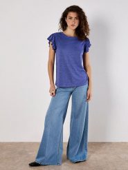 Apricot Koszulka w kolorze niebieskim rozmiar: XS. Niebieskie bluzki Apricot, xs, bez wzorów, bez kołnierzyka, bez ramiączek. Za 56.99 zł.