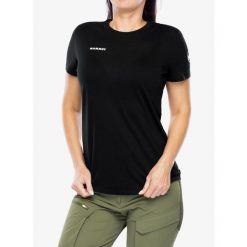 Koszulka merino damska Mammut Tree Wool FL T-Shirt. Czarne koszulki sportowe Mammut, bez wzorów, bez ramiączek. Za 519.99 zł.