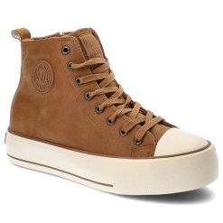 Beżowe Sneakersy Big Star Damskie Buty Sportowe. Brązowe obuwie sportowe Big Star, na wiosnę, ze skóry ekologicznej, bez zapięcia, do biegania. Za 139.00 zł.