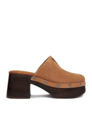 Guess Jeans Klapki EO-JDGJ66-4 Brązowy. Brązowe klapki Guess Jeans, z aplikacjami, z jeansu, bez obcasa. Za 359.99 zł.