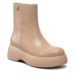 Botki Simple. Brązowe botki Simple, bez wzorów, bez obcasa, na koturnie, bez zapięcia. Za 569.00 zł.
