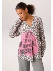 Aniston Bluzka w kolorze różowo-szarym rozmiar: 40. Szare bluzki Aniston, bez wzorów, z wiskozy, bez kołnierzyka, bez ramiączek. Za 130.99 zł.