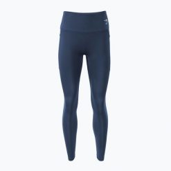 Legginsy treningowe damskie Gymshark Training Mesh. Niebieskie legginsy Gymshark, bez wzorów, z meshu. Za 109.99 zł.
