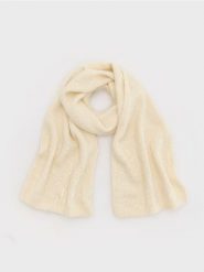 Miękki szalik z cekinami - złamana biel. Szaliki Reserved, bez wzorów. W wyprzedaży za 25.99 zł.