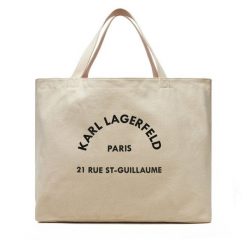 Torebka KARL LAGERFELD. Brązowe shopper KARL LAGERFELD, bez wzorów, bez dodatków. Za 259.99 zł.