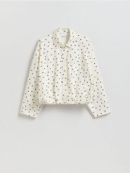 Koszula w groszki - złamana biel. Koszule Reserved, l, bez wzorów, z bawełny, bez kołnierzyka, bez ramiączek. Za 149.99 zł.