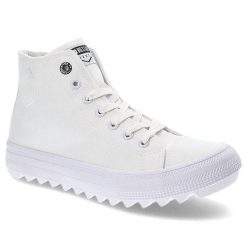 Białe Trampki Big Star Damskie Wygodne Półbuty. Białe trampki Big Star, bez wzorów, z materiału, bez zapięcia. Za 149.00 zł.