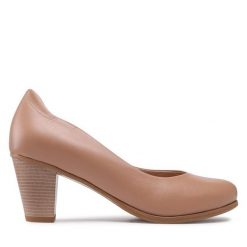 Półbuty Lasocki. Brązowe czółenka Lasocki, bez wzorów, bez obcasa, na obcasie, bez zapięcia. Za 209.99 zł.