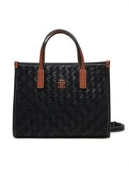 Tommy Hilfiger Torebka Th City Mini Tote AW0AW18393 Czarny. Czarne torebki klasyczne TOMMY HILFIGER, bez wzorów, ze skóry, bez dodatków. Za 649.99 zł.