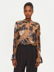 Munthe Bluzka 244101124442 Brązowy Regular Fit. Brązowe bluzki Munthe, bez wzorów, z syntetyku, bez kołnierzyka, bez ramiączek. Za 769.99 zł.