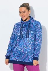 Damskie Bluza stójka długie rękawy z recyklingu. Niebieskie bluzy Ulla Popken, m, bez wzorów, z elastanu, bez kaptura. Za 239.99 zł.
