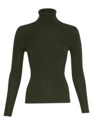 MOSS COPENHAGEN Wełniany golf "Rigmor Avalina" w kolorze ciemnozielonym rozmiar: XS. Zielone golfy Moss Copenhagen, xs, bez wzorów, z bawełny, bez ramiączek. Za 178.79 zł.