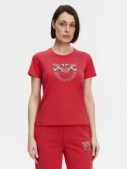 PINKO T-Shirt Quentin 100535 A2G7 Czerwony Regular Fit. Czerwone t-shirty Pinko, xl, bez wzorów, z bawełny, bez kołnierzyka, bez ramiączek. Za 459.99 zł.