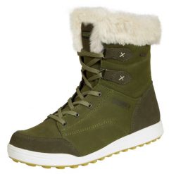 Damskie buty zimowe prawdziwa skóra sztuczne futro. Zielone trekkingi GUGGEN MOUNTAIN, z futra, przed kolano, trekkingowe. Za 669.47 zł.
