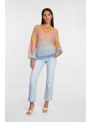 Rich & Royal Sweter w kolorze jasnoróżowo-błękitno-żółtym rozmiar: XL. Niebieskie swetry Rich & Royal, xl, bez wzorów, z wełny, bez ramiączek. Za 158.47 zł.