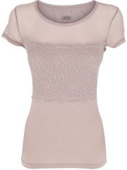 COTONELLA Koszulka w kolorze beżowym rozmiar: S. Brązowe bluzki COTONELLA, s, bez wzorów, z koronki, bez kołnierzyka, bez ramiączek. Za 52.99 zł.