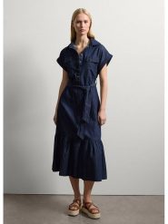 STEFANEL Sukienka w kolorze granatowym rozmiar: M. Niebieskie sukienki Stefanel, m, bez wzorów, z tkaniny, bez kołnierzyka, bez ramiączek, midi. Za 260.99 zł.