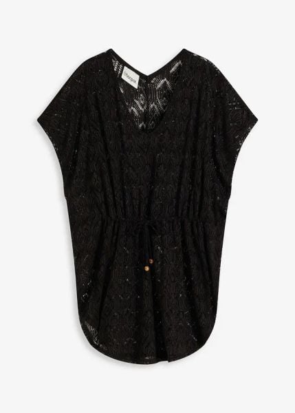 Prześwitująca tunika plażowa z koronki. Zielone tuniki bonprix, na plażę, bez wzorów, z koronki, bez kołnierzyka, bez ramiączek. Za 109.99 zł.