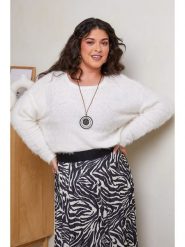 Curvy Lady Sweter w kolorze białym rozmiar: 48/50. Białe swetry Curvy Lady, bez wzorów, ze splotem, bez ramiączek. Za 123.25 zł.