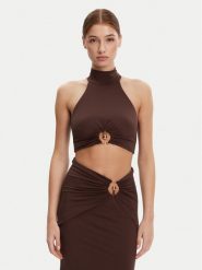 BARDOT Top 59847TB Brązowy Regular Fit. Brązowe topy Bardot, l, bez wzorów, z syntetyku, bez kołnierzyka, bez ramiączek. Za 189.99 zł.