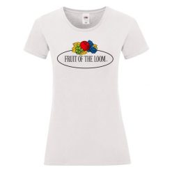 Damska Koszulka Z Logo W Stylu Vintage. Białe bluzki FRUIT OF THE LOOM, xl, bez wzorów, sportowe, bez kołnierzyka, bez ramiączek. Za 40.99 zł.