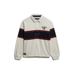 Koszulka polo damska z długim rękawem w paski Superdry Heritage. Białe koszulki sportowe Superdry, bez wzorów, bez ramiączek. Za 284.00 zł.