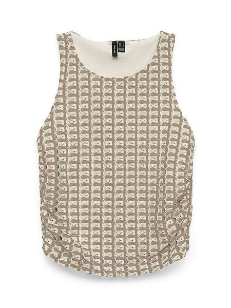 Vero Moda Top w kolorze beżowo-szarobrązowym rozmiar: M. Brązowe topy Vero Moda, m, bez wzorów, bez kołnierzyka, bez ramiączek. Za 79.77 zł.