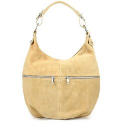 Zamszowa shopperka Vera Pelle beżowa K51. Brązowe shopper bez wzorów, ze skóry, zamszowe, bez dodatków. Za 199.99 zł.