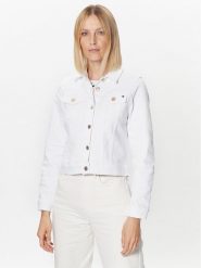 Tommy Hilfiger Kurtka jeansowa WW0WW38108 Biały Slim Fit. Białe kurtki TOMMY HILFIGER, bez wzorów, z bawełny, bez kaptura. Za 639.99 zł.