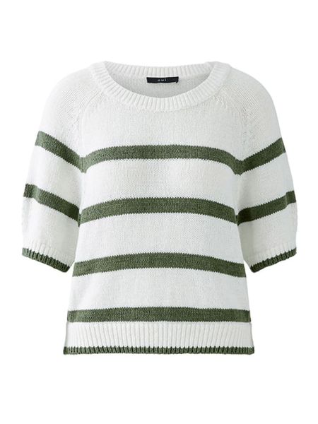 Oui Sweter w kolorze biało-oliwkowym rozmiar: 38. Białe swetry Oui, bez wzorów, bez ramiączek. Za 164.92 zł.