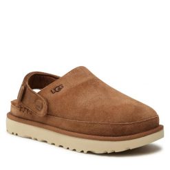 Klapki Ugg. Brązowe klapki UGG, bez wzorów, bez obcasa. Za 589.99 zł.