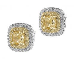 Kolczyki z białego i żółtego złota z diamentami - VS1-VS2/Fancy Light Yellow - 2,61 ct - próba 750. Białe kolczyki Apart, z diamentem, złote. Za 117,990.00 zł.