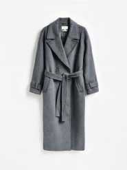 Płaszcz z dodatkiem wełny - szary. Szare płaszcze Reserved, l, bez wzorów, z tkaniny, bez kaptura. Za 599.99 zł.