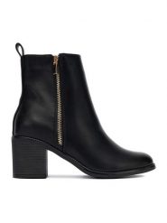 DeeZee Botki 60162-3 Czarny. Czarne botki DeeZee, bez wzorów, z materiału, bez obcasa, na słupku, bez zapięcia. Za 199.99 zł.