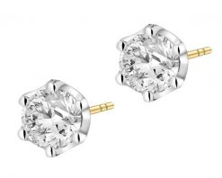 Kolczyki z żółtego i białego złota z brylantami laboratoryjnymi - 1,54 ct - próba 585. Białe kolczyki Apart, z brylantem, złote. Za 4,790.00 zł.