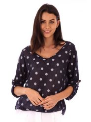 Lin Passion Lniana koszulka w kolorze granatowym rozmiar: 34/36. Niebieskie bluzki Lin Passion, bez wzorów, ze lnu, klasyczne, bez kołnierzyka, bez ramiączek. Za 121.99 zł.