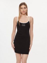 Guess Sukienka codzienna E4GK00 KBP41 Czarny Slim Fit. Czarne sukienki Guess, na co dzień, xs, z aplikacjami, z bawełny, bez kołnierzyka, bez ramiączek, proste. Za 129.99 zł.