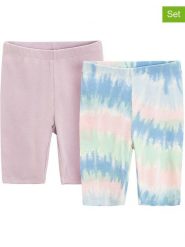 COOL CLUB Legginsy (2 pary) w kolorze błękitno-jasnoróżowo-zielonym rozmiar: 140. Niebieskie szorty COOL CLUB, bez wzorów. Za 57.06 zł.